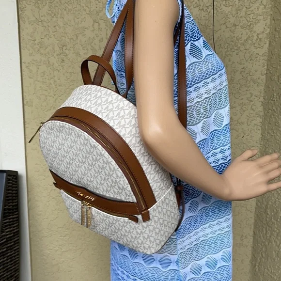 MICHAEL KORS Kenly Medium Backpack Signature Vanilla Bag - Picture 9 of 16